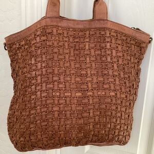 Woven brown Leather tote